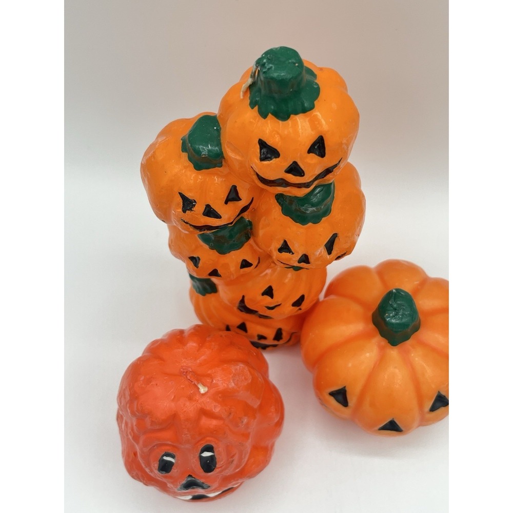 Vintage Halloween Jack O Lantern Pumpkin Candles Lot of 3 Holiday Decor - Picture 9 of 12